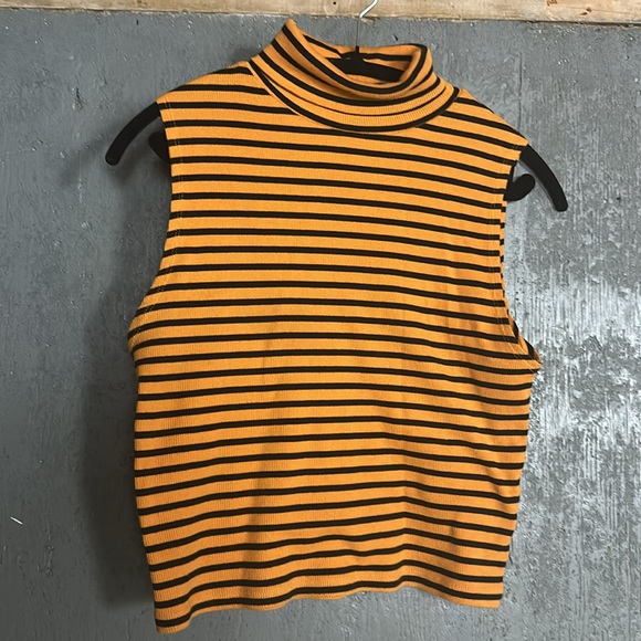 Zara Black and Orange Striped Turtleneck Sweater - Picture 9 of 11
